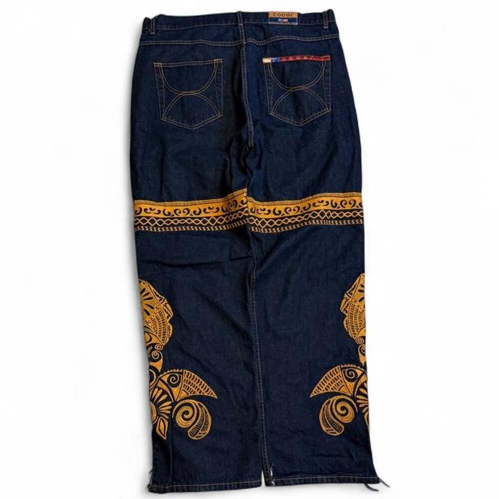Vintage Coogi Down Under Blue Embroidered Baggy Denim Jeans Size 42